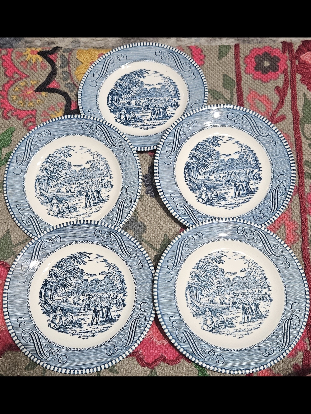 Currier & Ives Bread and Butter Plates Set Of 5